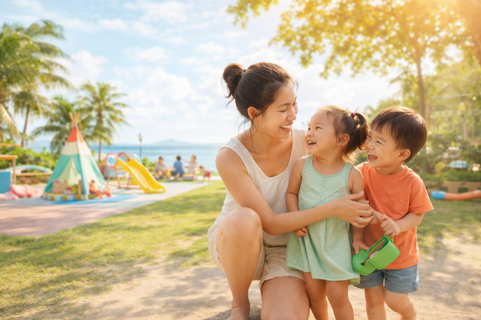 Дети играют на пляже